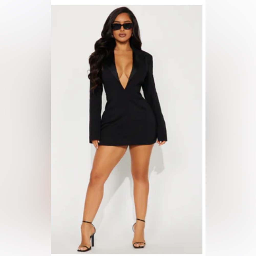 Fashion Nova Black Long Sleeve Bodycon Dress